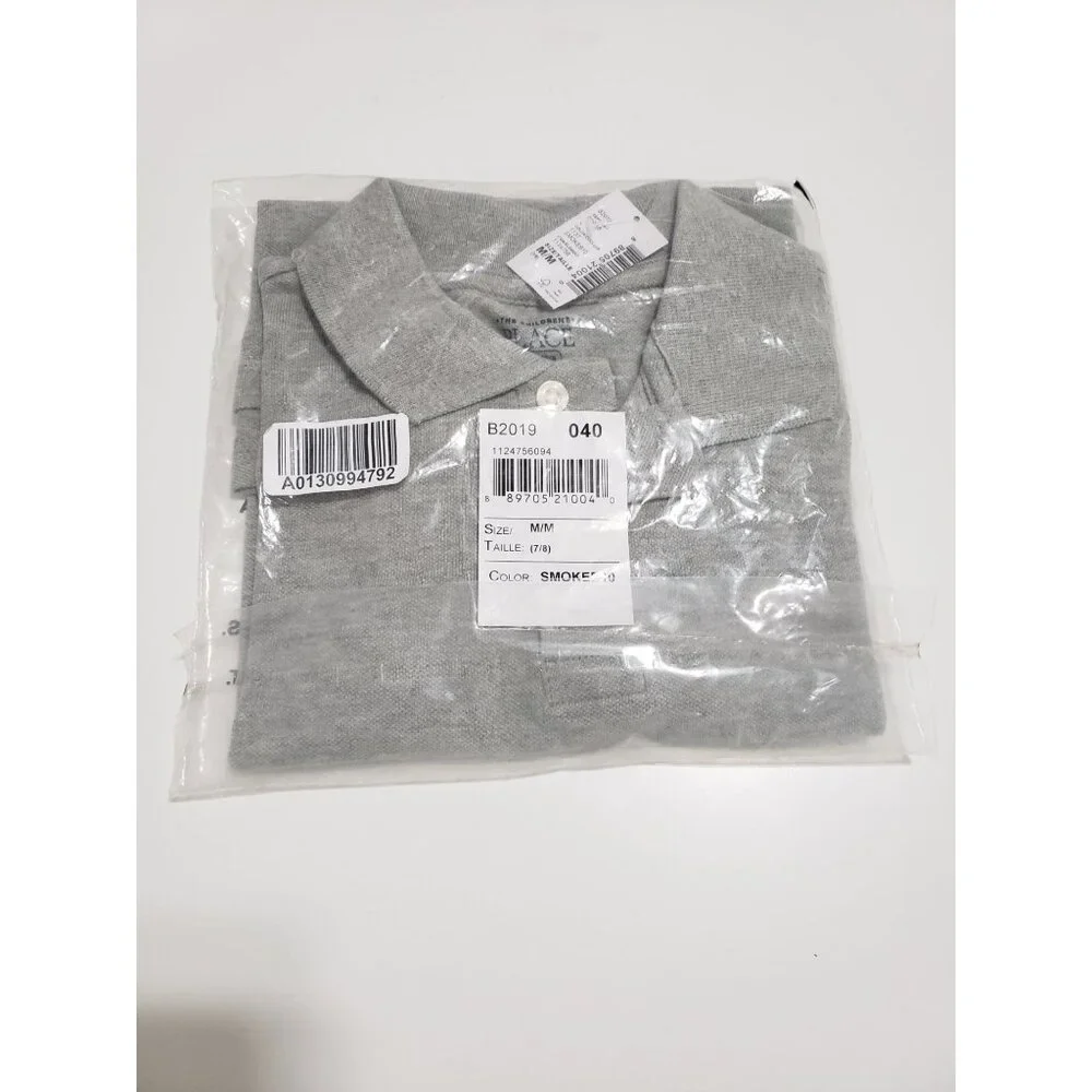 The Children's Place Boys Uniform Pique‎ Polo in Gray | Size Medium (7/8)